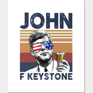 John F Keystone US Drinking 4th Of July Vintage Shirt Independence Day American T-Shirt Posters and Art